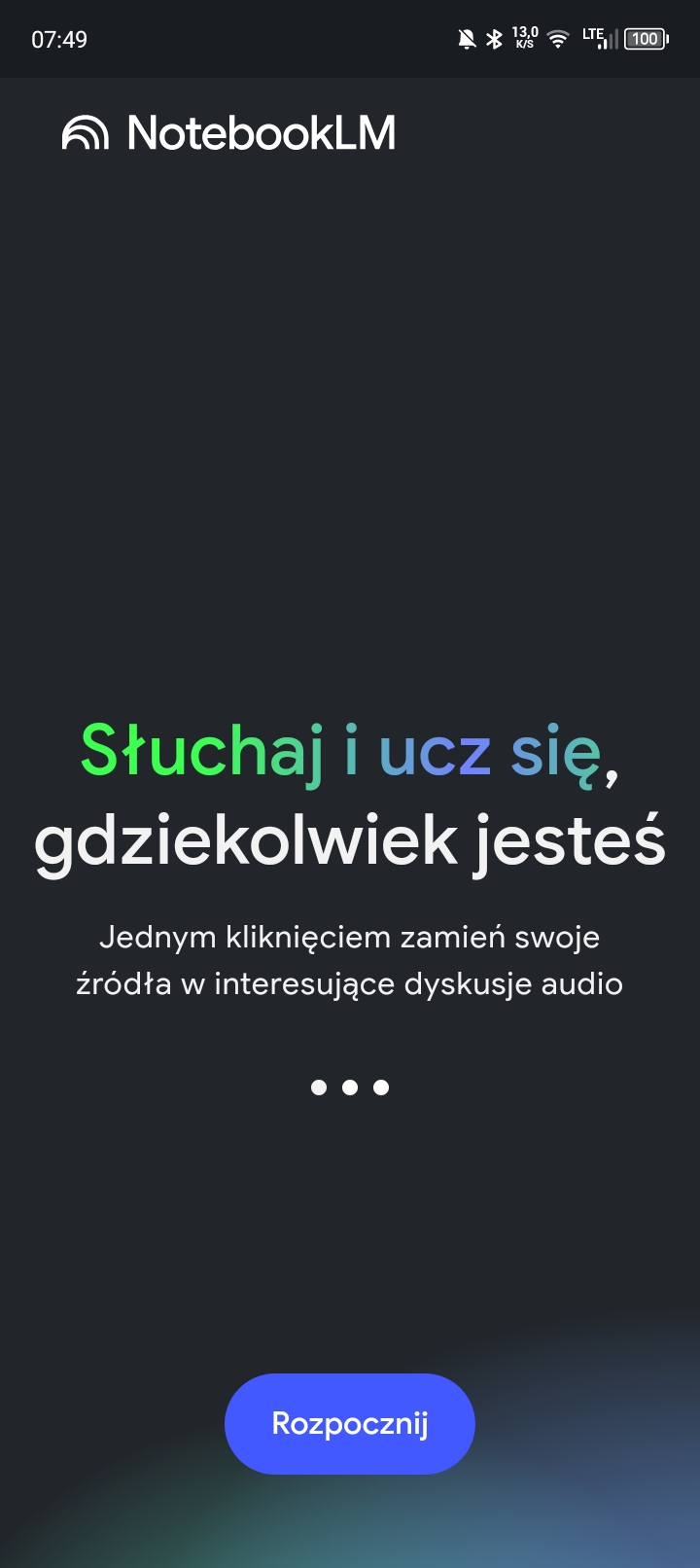 Aplikacja Google NotebookLM