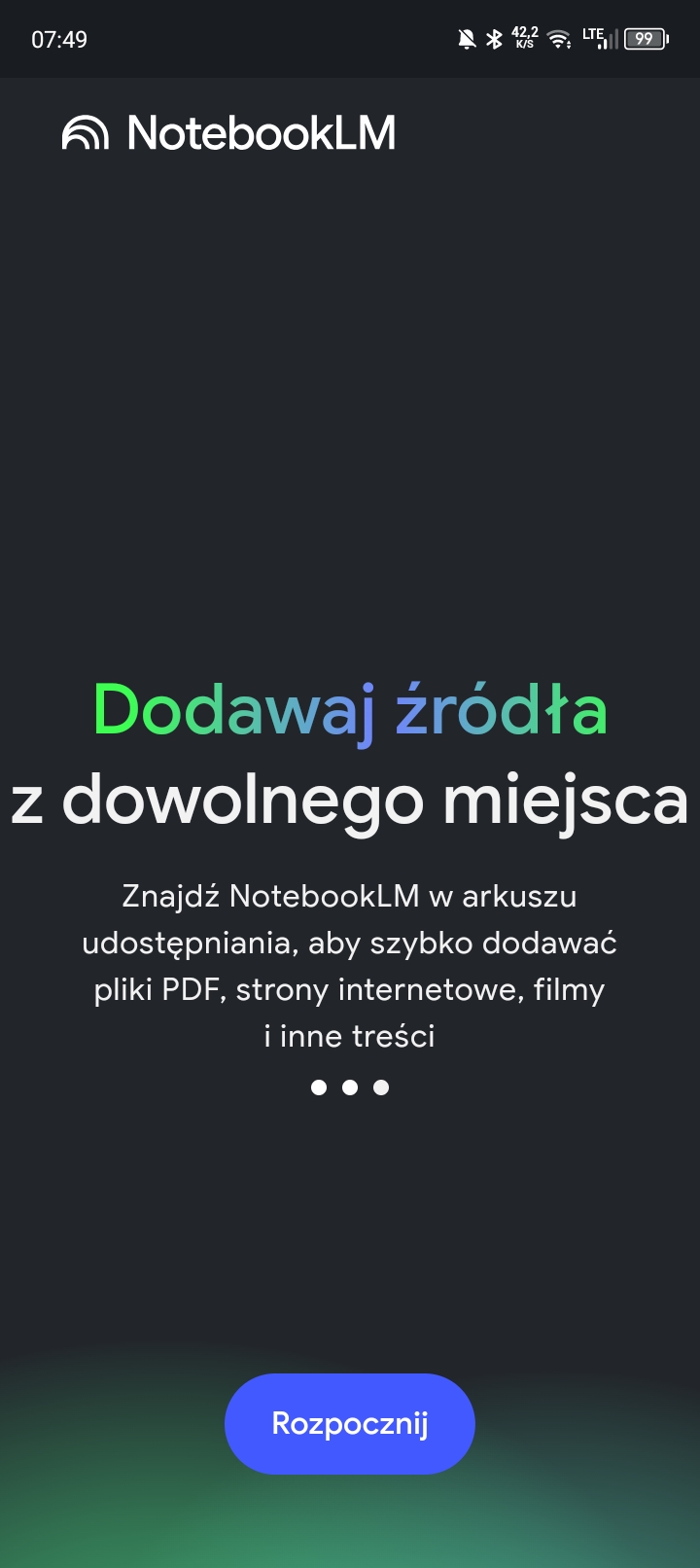 Aplikacja Google NotebookLM