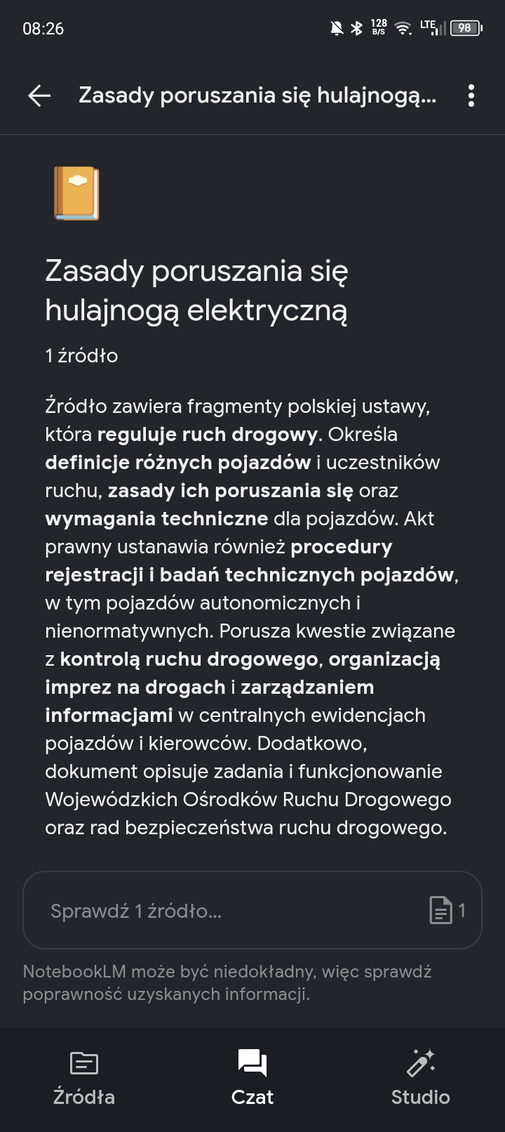 Aplikacja Google NotebookLM, analiza tekstu