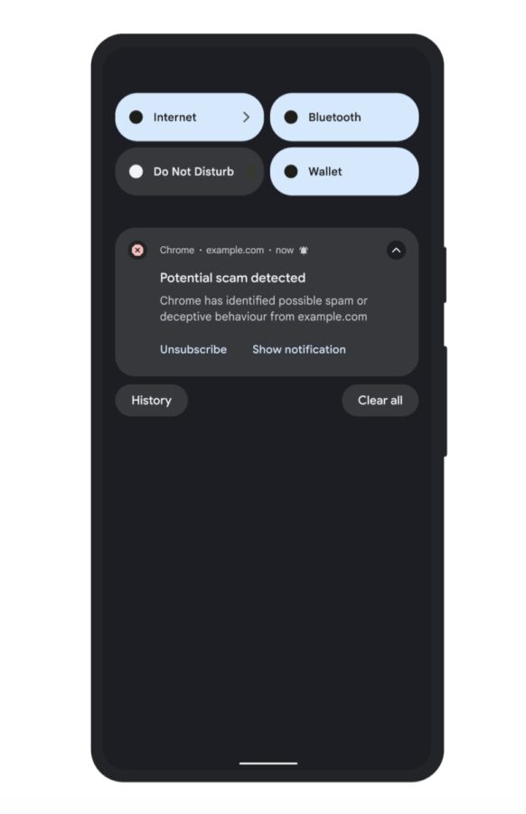 Google Chrome ostrzeżenia przed złośliwymi powiadomieniami