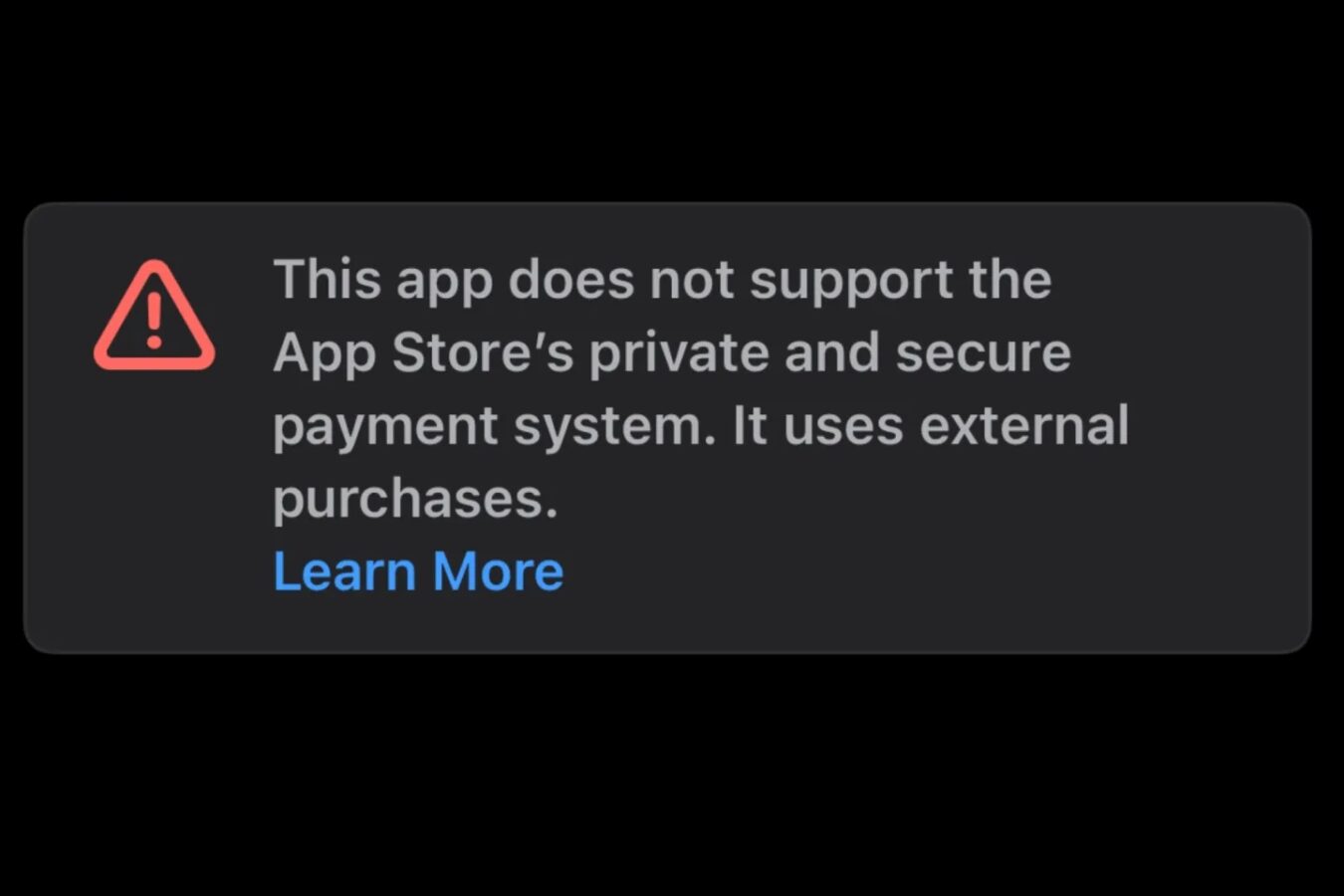 iPhone ostrzeżenie w App Store