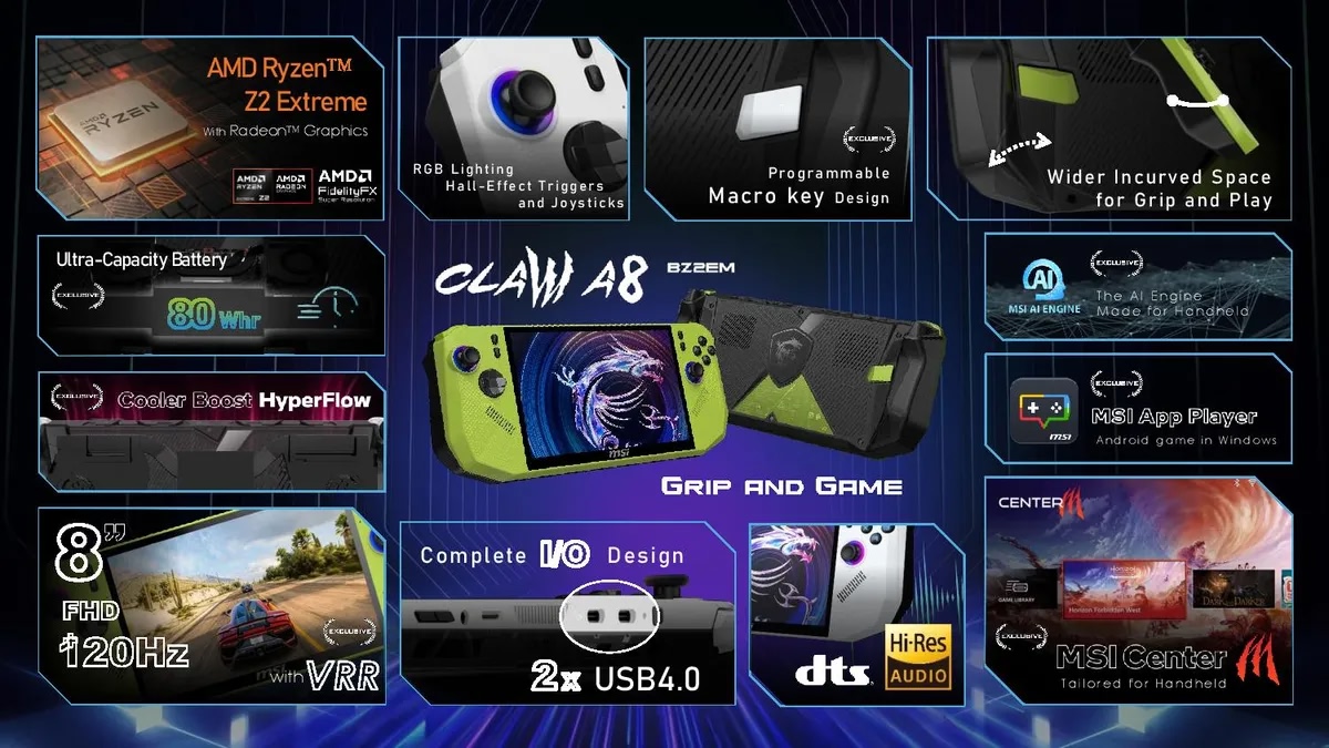 konsola przenośna handheld msi claw a8