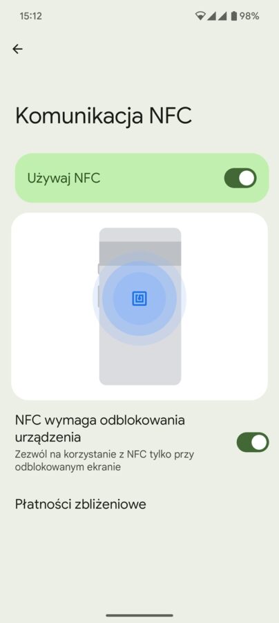 ustawienia nfc w smartfonie google pixel