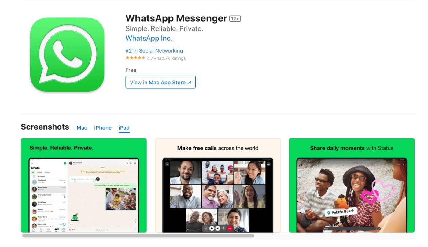WhatsApp iPad App Store