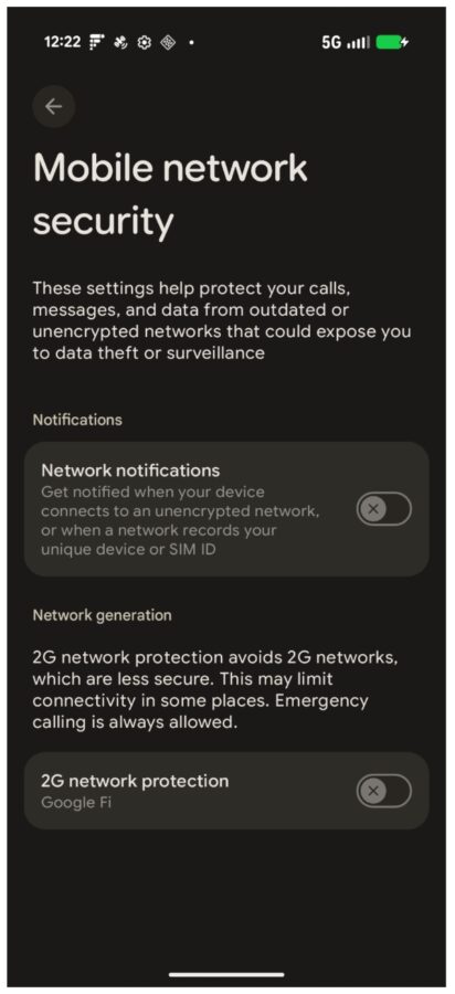 Android 16 Bezpieczeństwo sieci komórkowej
