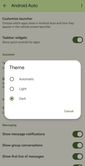 Android Auto - funkcje motywu
