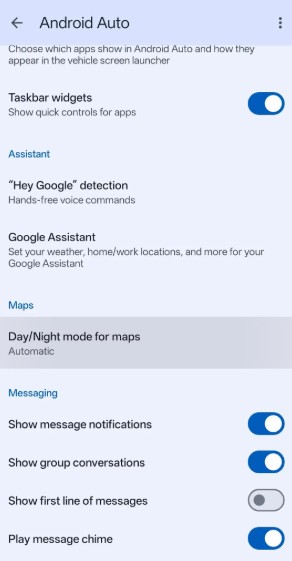 Android Auto - funkcje motywu stare