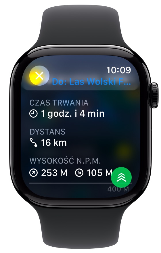 wskazówki dla rowerzystów w aplikacji apple mapy na smartwatchu apple watch