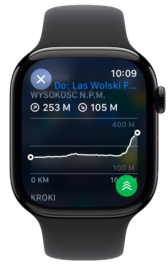 wskazówki dla rowerzystów w aplikacji apple mapy na smartwatchu apple watch
