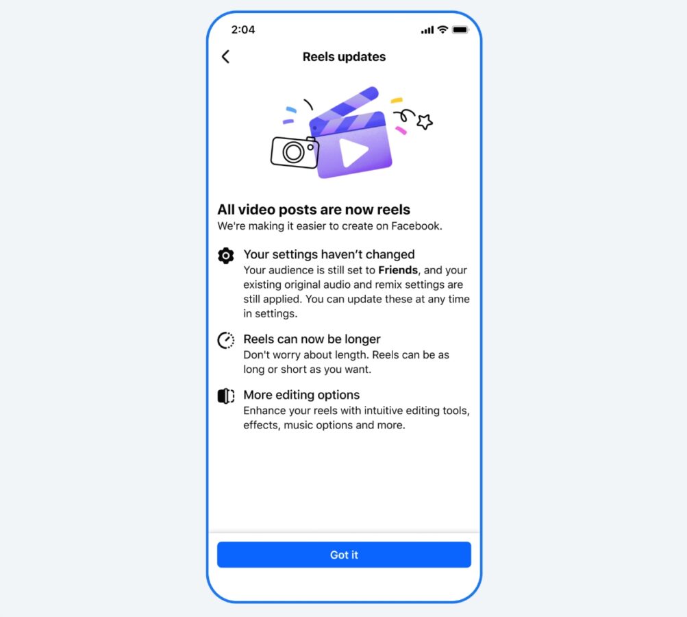 Facebook rolki zmiany w filmach