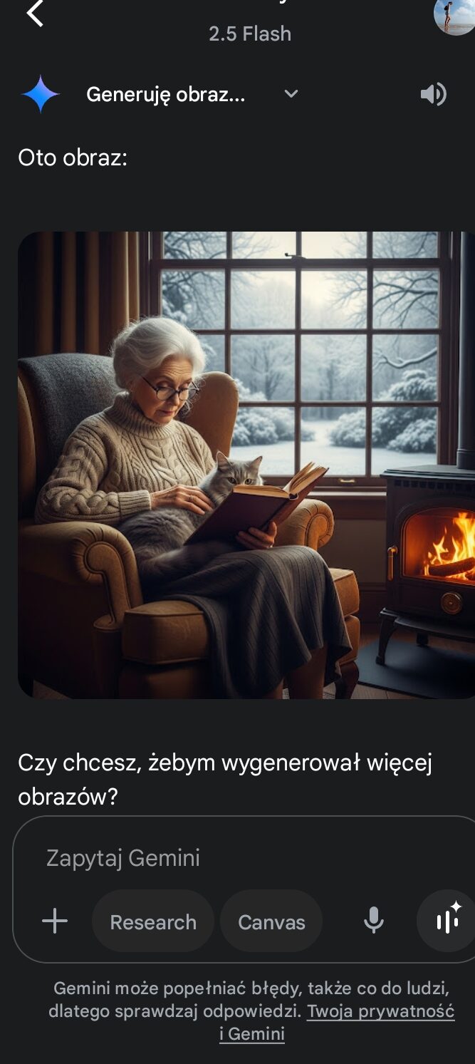 Obraz nr 1 wygenerowany w aplikacji mobilnej Google Gemini, AI, sztuczna inteligencja