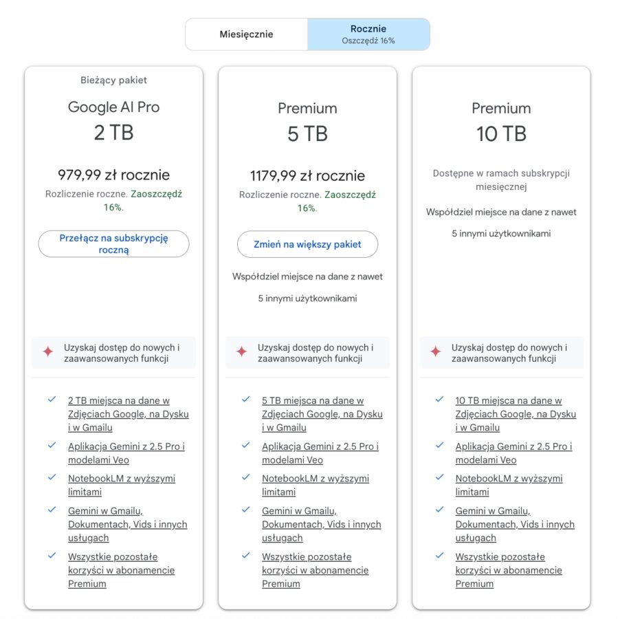 Google AI Pro w rocznej subskrypcji