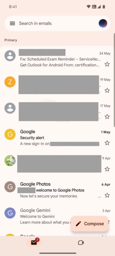 Gmail Material 3 Expressive