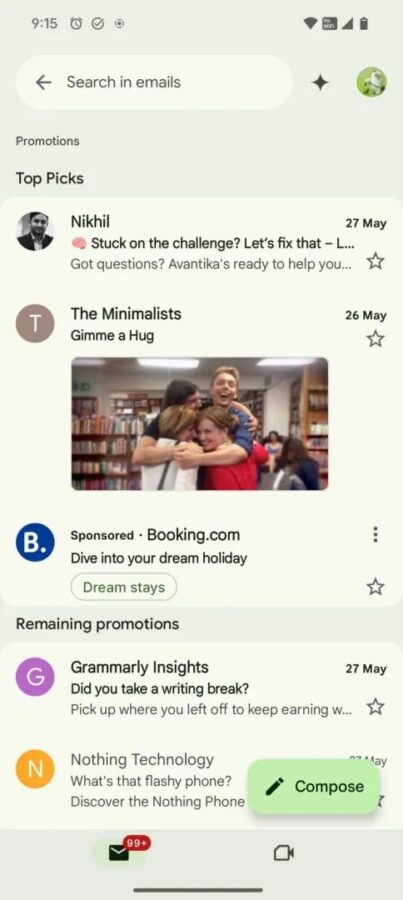 Gmail Material 3 Expressive