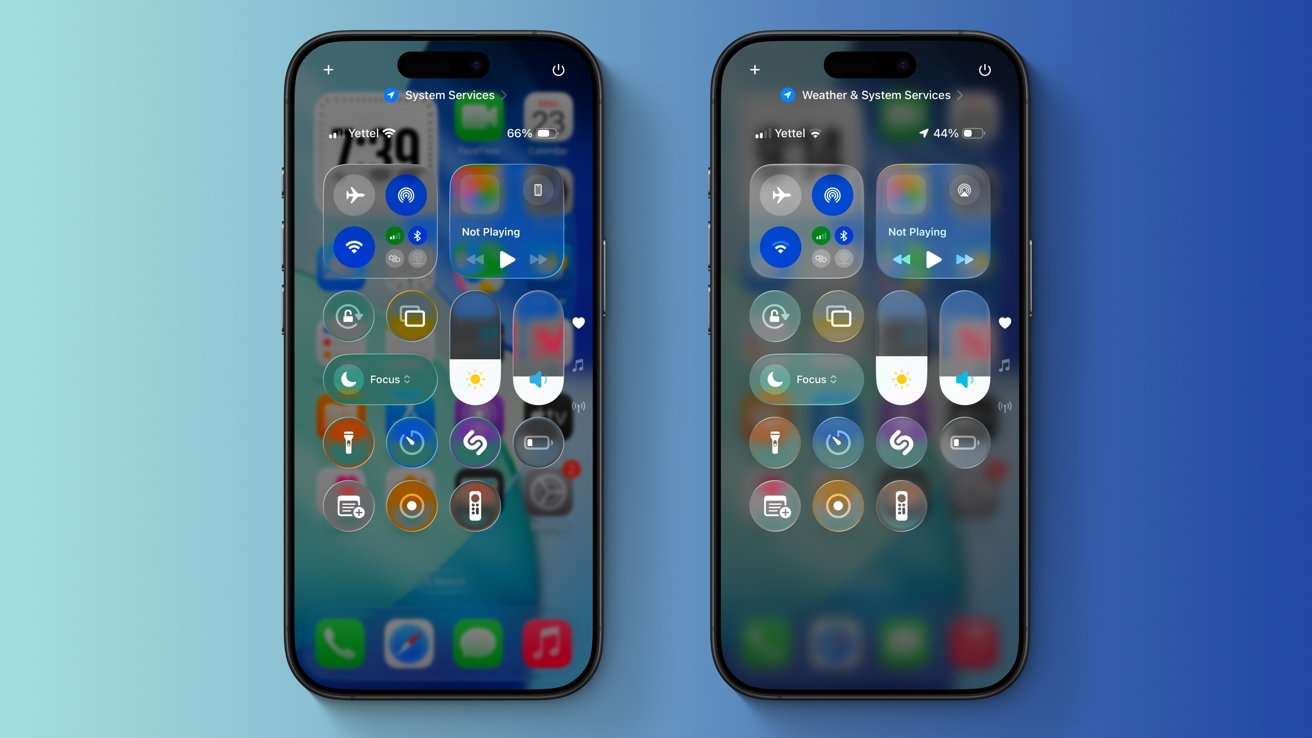 iOS 26 beta centrum sterowania