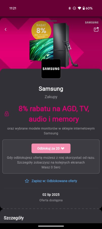 kod rabatowy na sprzęt samsunga w aplikacji mój t-mobile czerwiec 2025 fot. tabletowo.pl