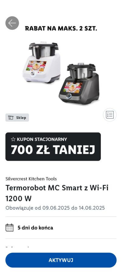 Kupon w Lidl Plus na robota kuchennego Lidlomix (MC Smart) - sklep stacjonarny