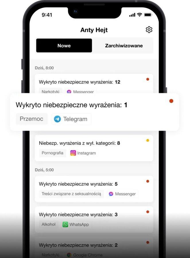 Funkcja AntyHejt w aplikacji Orange Bezpieczne Dziecko