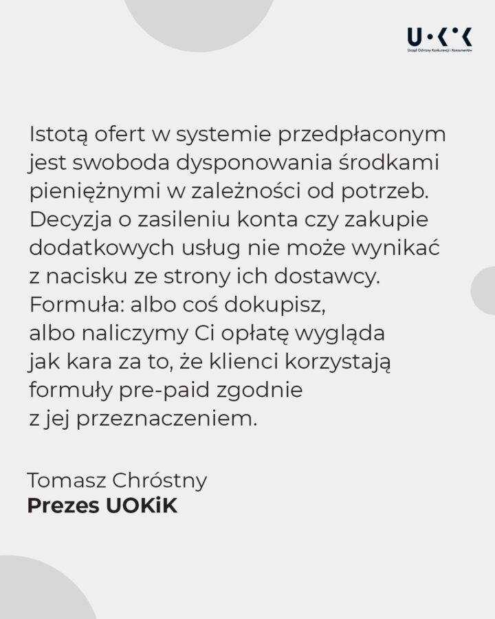 Play, UOKiK, opłata za utrzymanie numeru