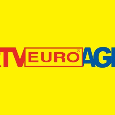 logo sklepu rtv euro agd na żółtym tle