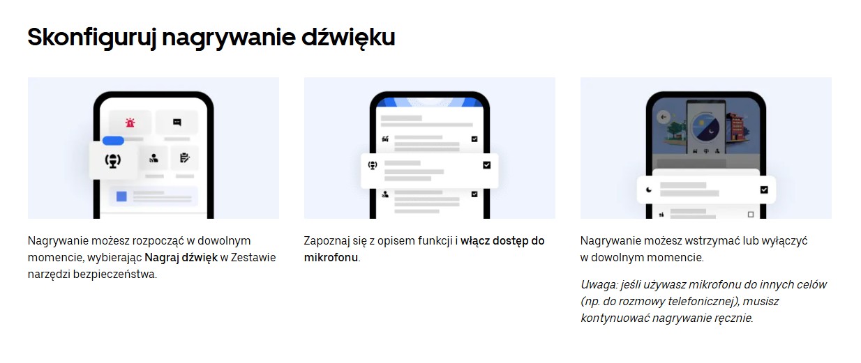 Uber, funkcja nagrywania
