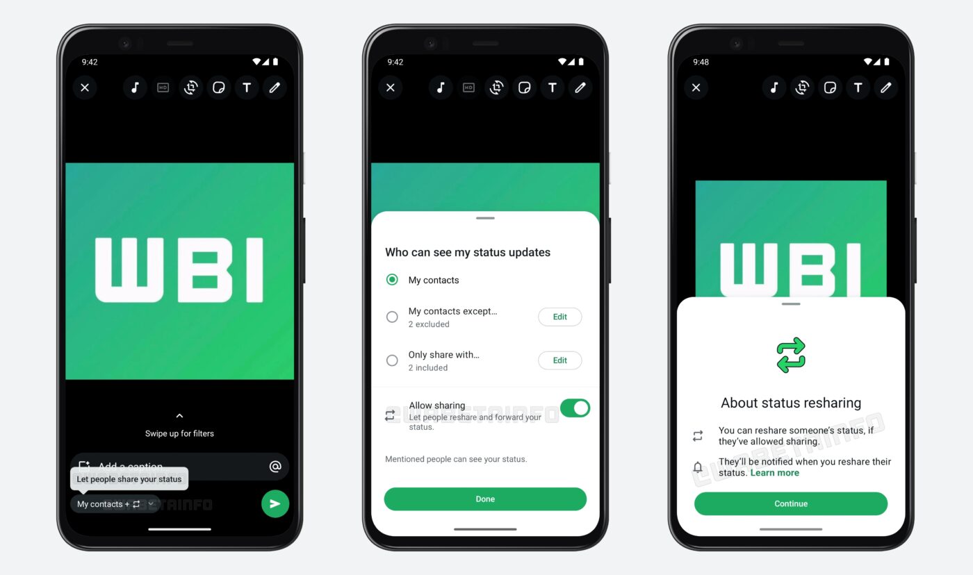 WhatsApp udostępnianie statusów