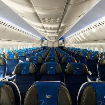 Boeing 787-9 Dreamliner, samolot, flota PLL LOT, wnętrze, siedzenia