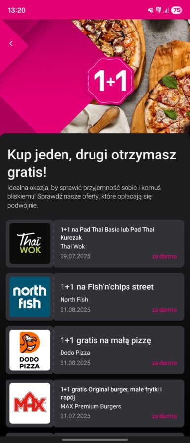 oferta 1+1 w programie magenta moments w aplikacji mój t-mobile fot. tabletowo.pl