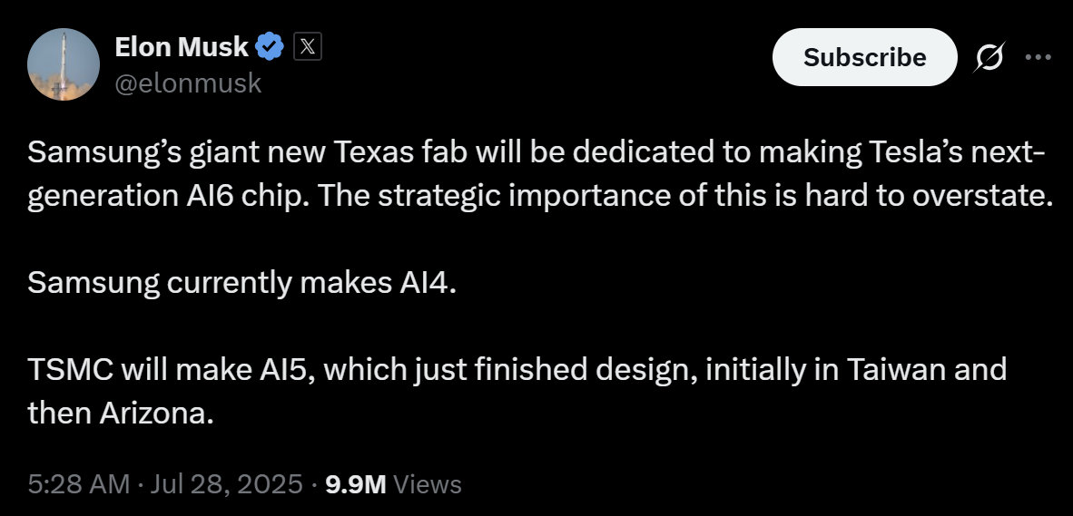 elon musk tesla samsung współpraca