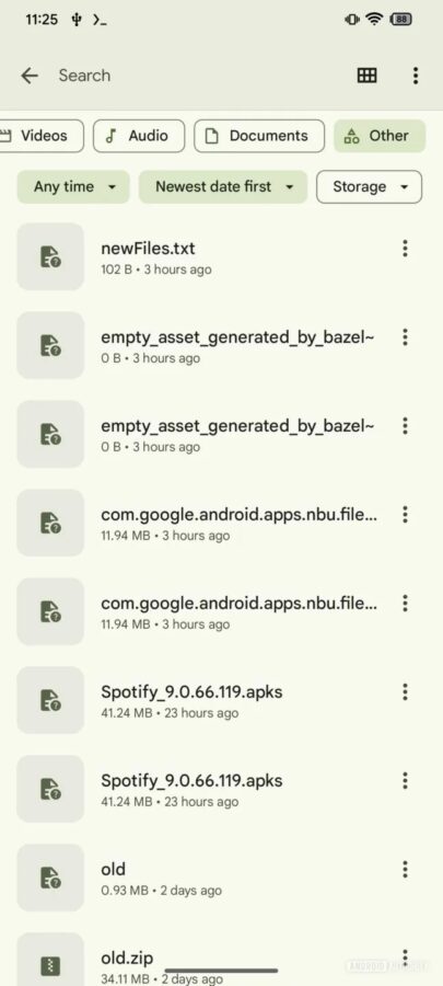 Files by Google nowe filtry