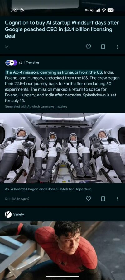Google Discover podsumowania AI