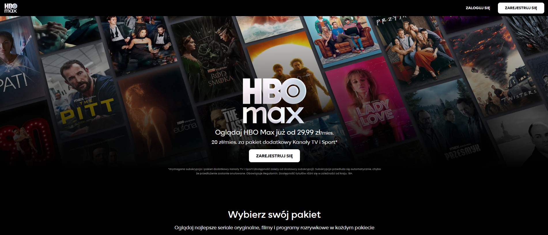 strona główna serwisu vod hbo max 9 lipca 2025 roku fot. tabletowo.pl