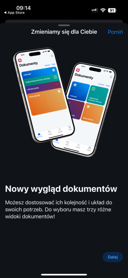 mObywatel aktualizacja ciemny motyw screen