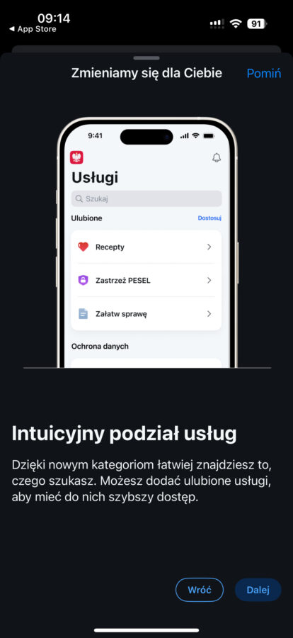 mObywatel aktualizacja ciemny motyw screen