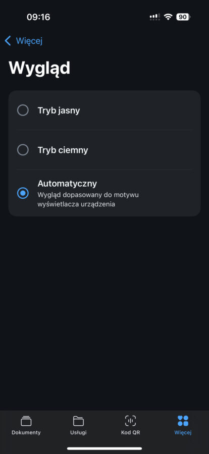 mObywatel aktualizacja ciemny motyw screen