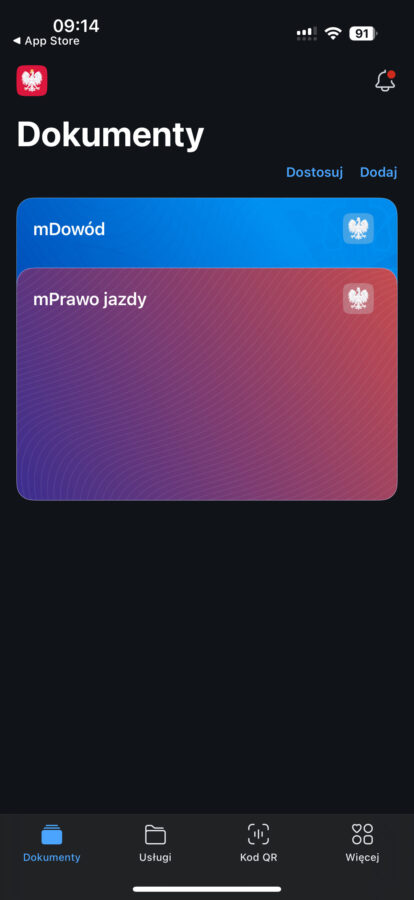 mObywatel aktualizacja ciemny motyw screen