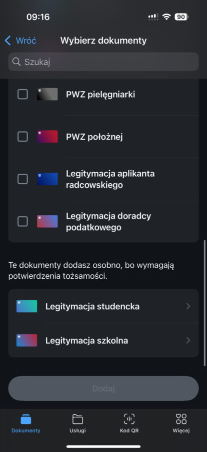 mObywatel aktualizacja ciemny motyw screen
