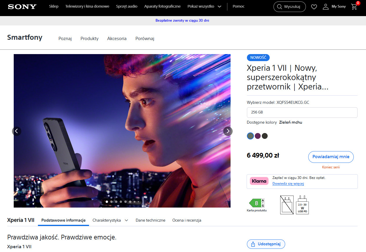 Sony Xperia 1 VII smartfon niedostępny