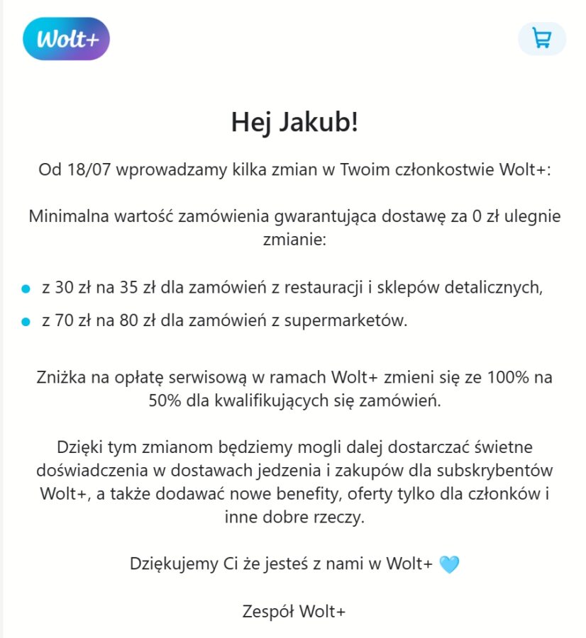 Bolt+ zmiany w dostawach za 0 złotych