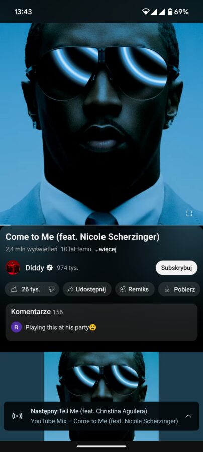 odtwarzacz w aplikacji youtube