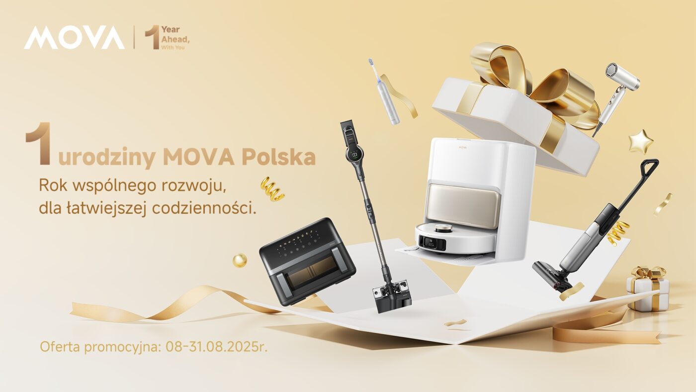 Pierwsza rocznica marki Mova w Polsce, promocja, roboty sprzątające, roboty koszące, odkurzacze