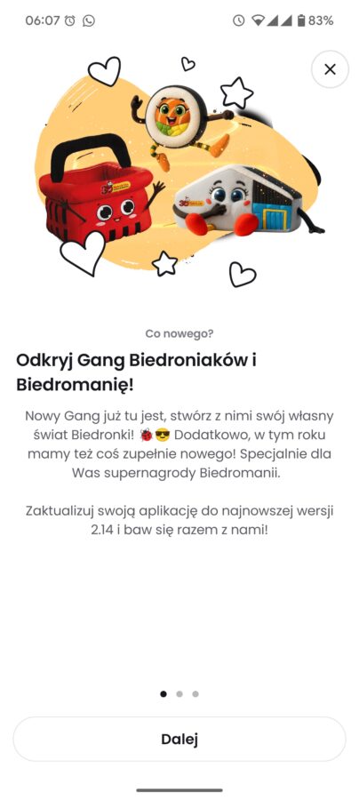 Gang Biedroniaków i Biedromania, aplikacja Biedronka
