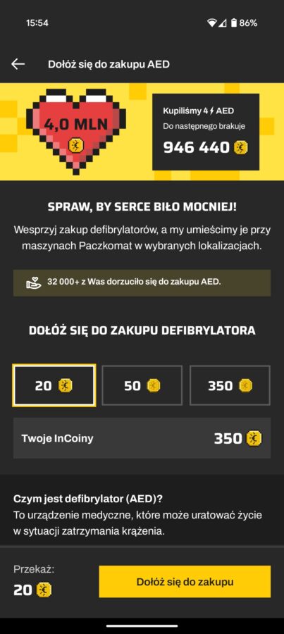 InPost  defibrylatory AED aplikacja