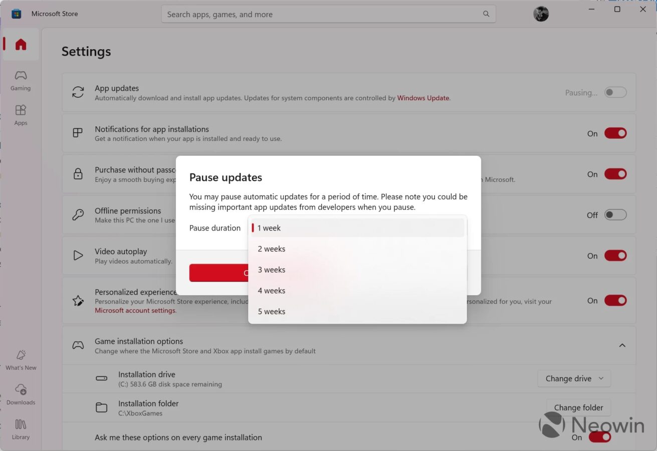Microsoft Store wstrzymywanie aktualizacji aplikacji