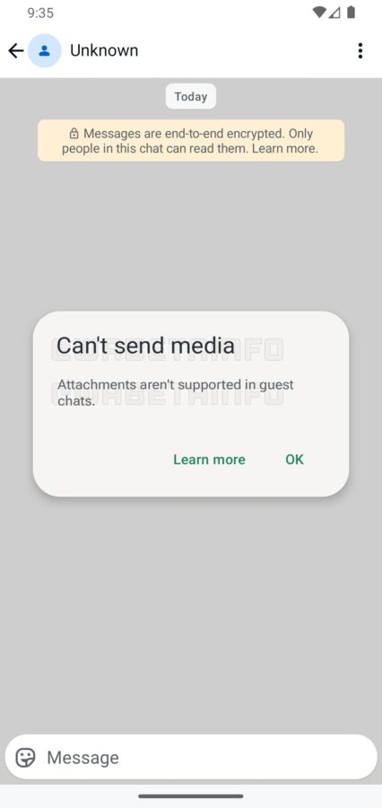 Czat gościnny, WhatsApp, Meta, ograniczenia