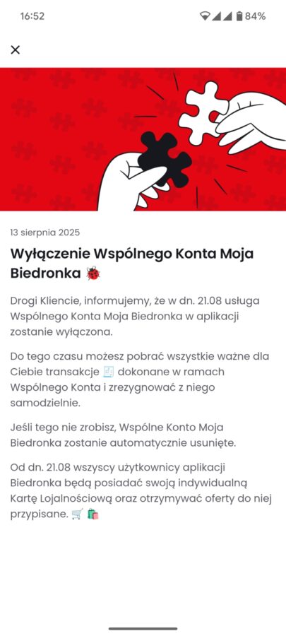 Wspólne konto Moja Biedronka