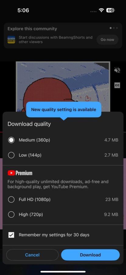 Funkcja z YouTube Premium w darmowym planie