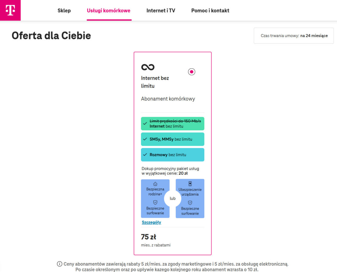 abonament no-limit w T-Mobile