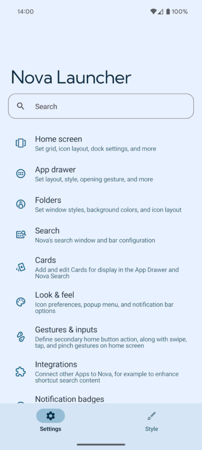 Nova Launcher screen
