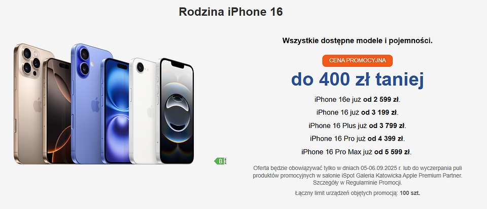 promocja na smartfony z serii iphone 16 na otwarcie nowego salonu ispot w katowicach